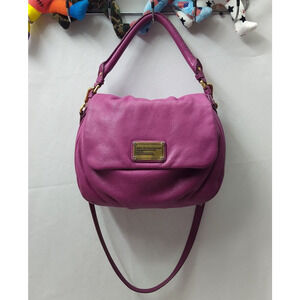 Marc By Marc Jacobs Classic Q Magenta Pebbled Leather Crossbody Shoulder Bag